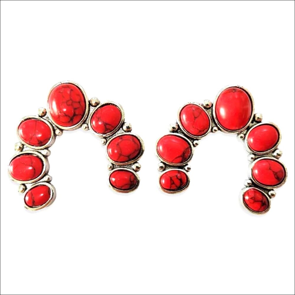 Turquoise Dangle Metal Large Oval Statement Teard… - image 1